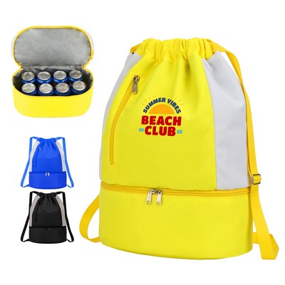 8 Can Nylon Drawstring Cooler Backpack