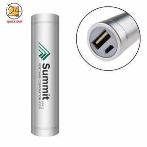 Sliver Cylinder Aluminum Power Bank- 2200 mAh - Ul Certified