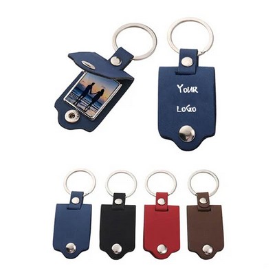 Keychain with PU Leather Protection Blank Picture Frame