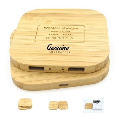 Bamboo 5W Wireless Charger with USB Port