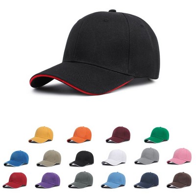 Stock Solid Color Poly Twill 6-Panel Baseball Cap w/