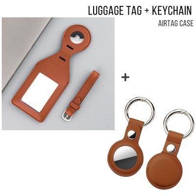 Luggage Tag + Keychain W/ Air Tag Holder Kit