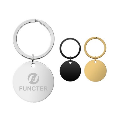 Metal Minimalist Stainless Steel Round Keychain Engravable Gift for Men/Women