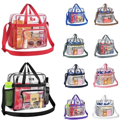 12×6×12" Women Men Stadium Approved Travel Sport Clear Tote Bag