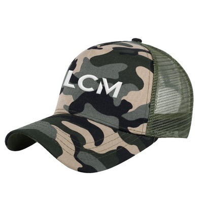 Rush - Camo Print Cotton 5-Panel Trucker Cap