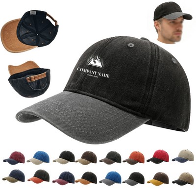 Vintage Style Unisex Washed Cotton 6 Panel Hats