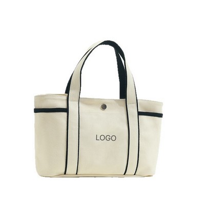 Premium Color-Block Canvas Tote Structured Custom Patchwork Handbag High-End Shoulder Bag