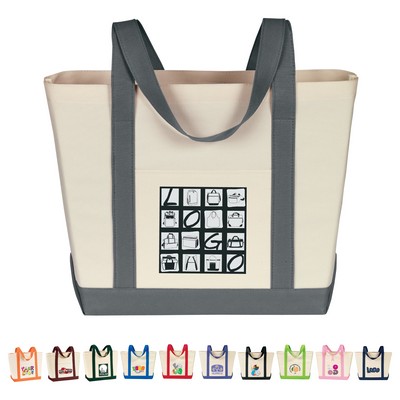 Two-Tone Boat Tote Bag w/ Self Fabric Shoulder Handles