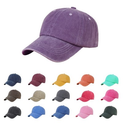 Stock Washed Cotton 6-Panel Baseball Cap w/ D-Ring Metal
