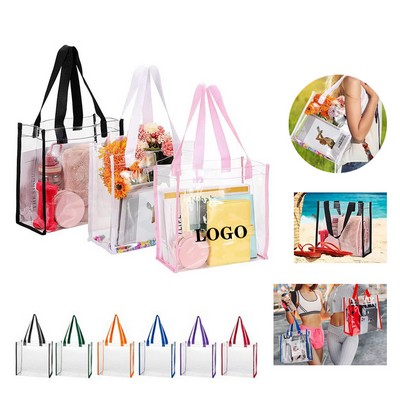 Clear Stadium Tote with 600D Polyester Trim