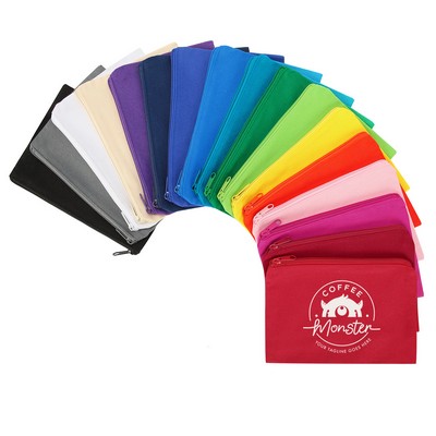 9" X 6" Solid Cotton Canvas Pouch With Zipper (Ocean)