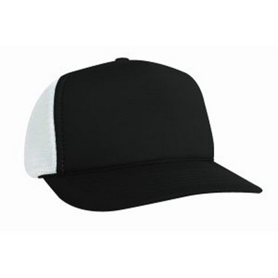5-Panel Poly Foam Mesh Trucker Cap w/Flat Bill (2-Tone)