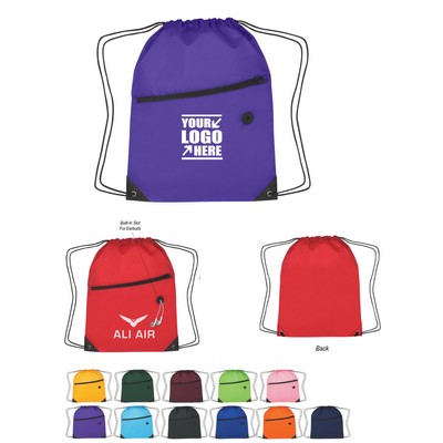 Custom Drawstring Backpack With Front Zipper Pocket
