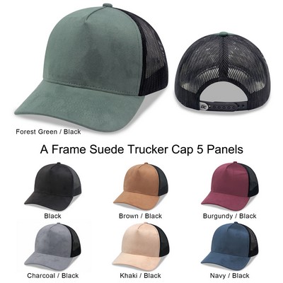 5 Panels A Frame Suede Trucker Cap