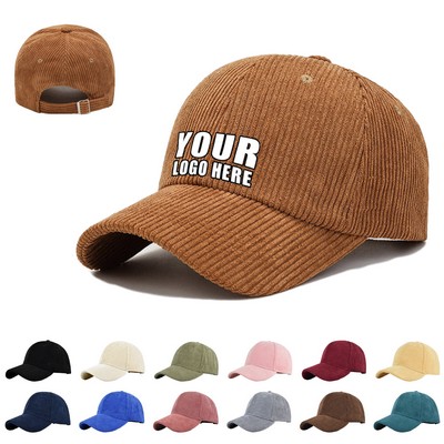 Corduroy Curved Brim Baseball Cap Adjustable