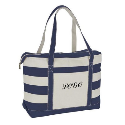 Canvas Nautical 18 Oz. Zip Top Tote - 14" X 24"