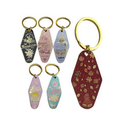 Custom Metal Diamond Shape Keychain - Zinc Alloy Motel Style Key Tag