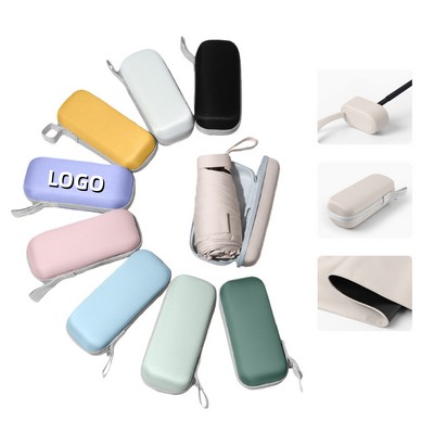 Flat 6-Fold Pocket Capsule Umbrella With Case