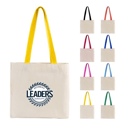 Cotton Colored Handle Tote w/Gusset
