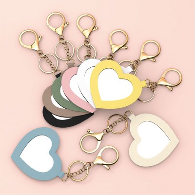 PU Keychain With Heart Shape Mirror